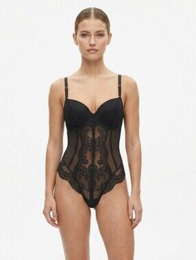 New!!! Hunkemoller ✨️ Black Lace Women's Bodysuit Size 34C